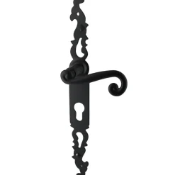 Poignées de porte fer forgé COQ noir 330X36 mm Trou de cylindre i