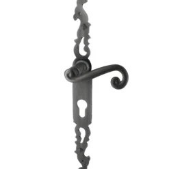Poignées de porte fer forgé COQ 330x36mm vieil argent à saillie rehaussée Trou de cylindre i 330X36 mm
