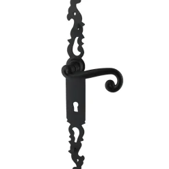 Poignées de porte fer forgé COQ noir 330X36 mm Trou de clé L