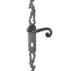 Poignées de porte fer forgé COQ vieil argent 330X36 mm Trou de clé L