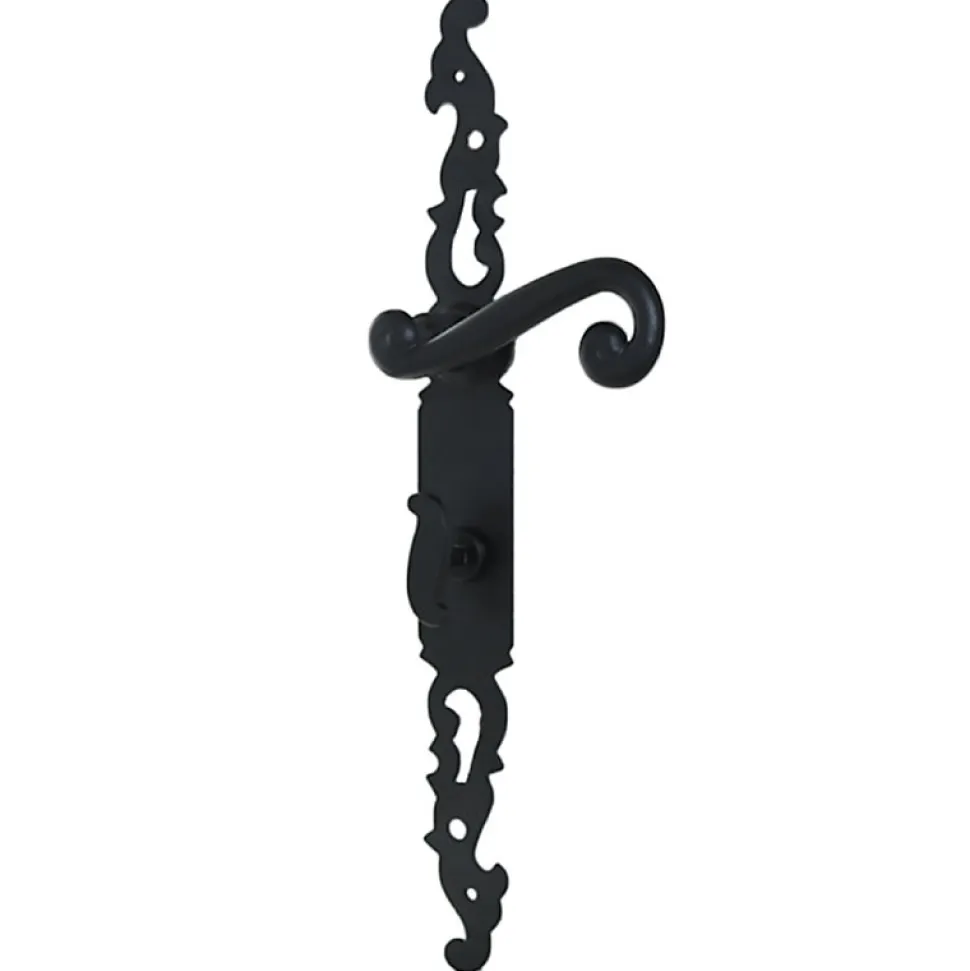 Poignées de porte fer forgé COQ noir 330X36 mm à condamnation