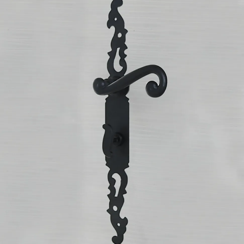 Poignées de porte fer forgé COQ noir 330X36 mm à condamnation