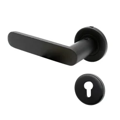 Poignées de Porte, Rosace Noir, Carré 7, Fermeture pour Clé Cylindre, Fabrication Française