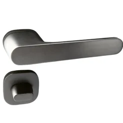 Poignées de porte sur rosace oblongue Canon de fusil / Gris anthracite - Modèle Marina à condamnation