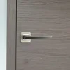 Poignées de porte sur rosace chromées satinées - Modèle Morgan Bec de cane, sans trou