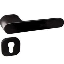 Poignées de porte sur rosace oblongue noir mat - Modèle Marina Trou de cylindre i
