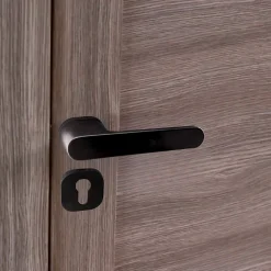 Poignées de porte sur rosace oblongue noir mat - Modèle Marina Trou de cylindre i