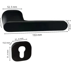 Poignées de porte sur rosace oblongue noir mat - Modèle Marina Trou de cylindre i