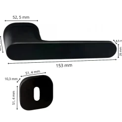 Poignées de porte sur rosace oblongue noir mat - Modèle Marina Trou de clé L