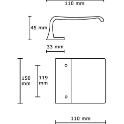 Poignées de tirage en aluminium pour portes H 150mm anodisé Argent satiné- lot de 6 boutons