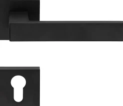 Poignées pour porte d'entrée, Lot de 20, rosace carrée A CLIPSER, rosace trou de clé I pour cylindre, noir, garantie 5 ans