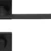 Poignées rosace a clipser, Lote de 12. Carré 7 mm, rosace condamnation Carré 6 mm, finition noir, pour porte des WC.