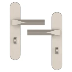Poignées sur plaque hexagonal à condamnation aluminium et acier effet chromé entraxe 195 mm GoodHome Soaz