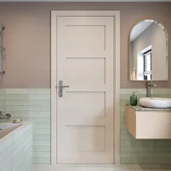 Poignées sur plaque hexagonal à condamnation aluminium et acier effet chromé entraxe 195 mm GoodHome Soaz
