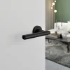Poignées sur rosace à visser ronde en aluminium noir mat GoodHome Logeo