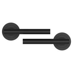 Poignées sur rosace à visser ronde en aluminium noir mat GoodHome Logeo