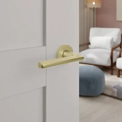 Poignées sur rosace à visser en aluminium effet doré GoodHome Arzh