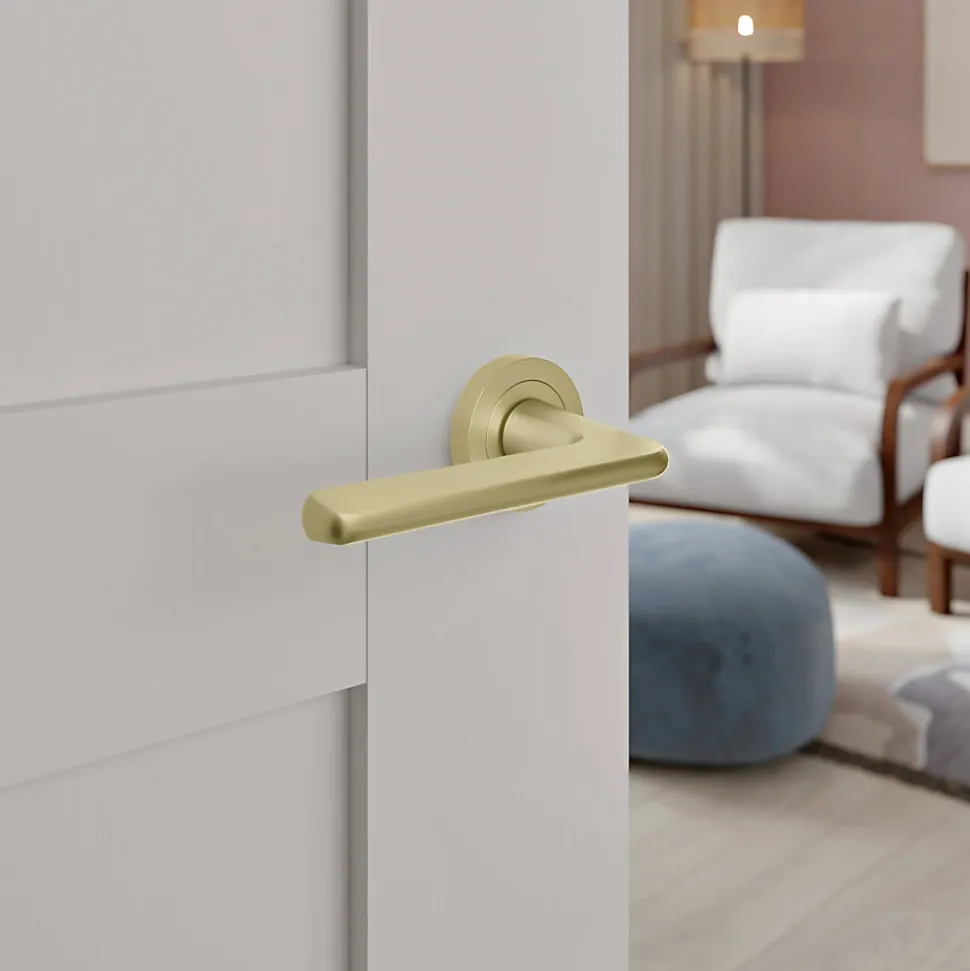 Poignées sur rosace à visser en aluminium effet doré GoodHome Arzh