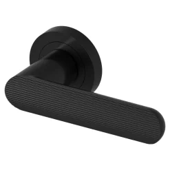 Poignées sur rosace à visser plate en aluminium noir mat GoodHome Minzho