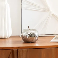 Pomme déco Pamela H.14cm céramique argenté - Atmosphera