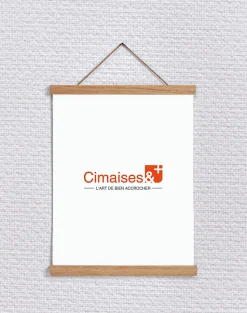 Porte affiche magnétique , bois de chêne - Suspension de poster en bois 51 cm