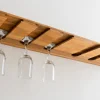 Porte-Verres à Vin en Bois Teck Huilé - 18X200X600mm - Support Suspendu 5 Rangées