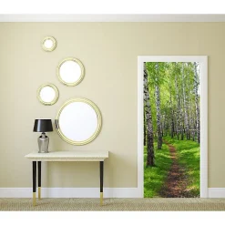 Poster de porte CHEMIN DES BOULEAUX dans la forêt 85 x 205 cm - Sticker préencollé