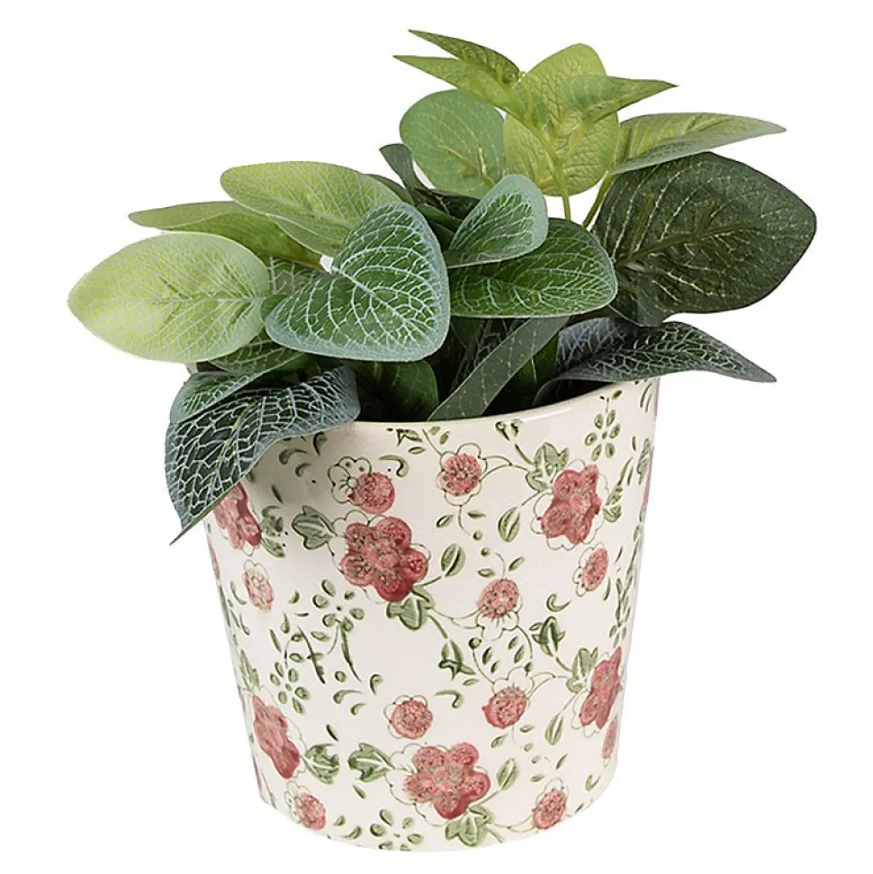 Pot de fleurs d'intérieur céramique beige 14x13cm