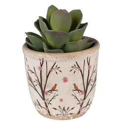 Pot de fleurs marron rose céramique 11x10x10cm
