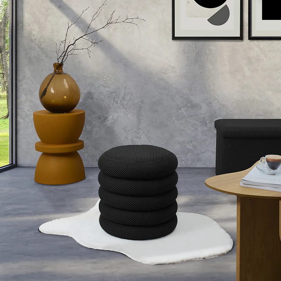 Pouf 2 en 1 en tissu coloré Atome