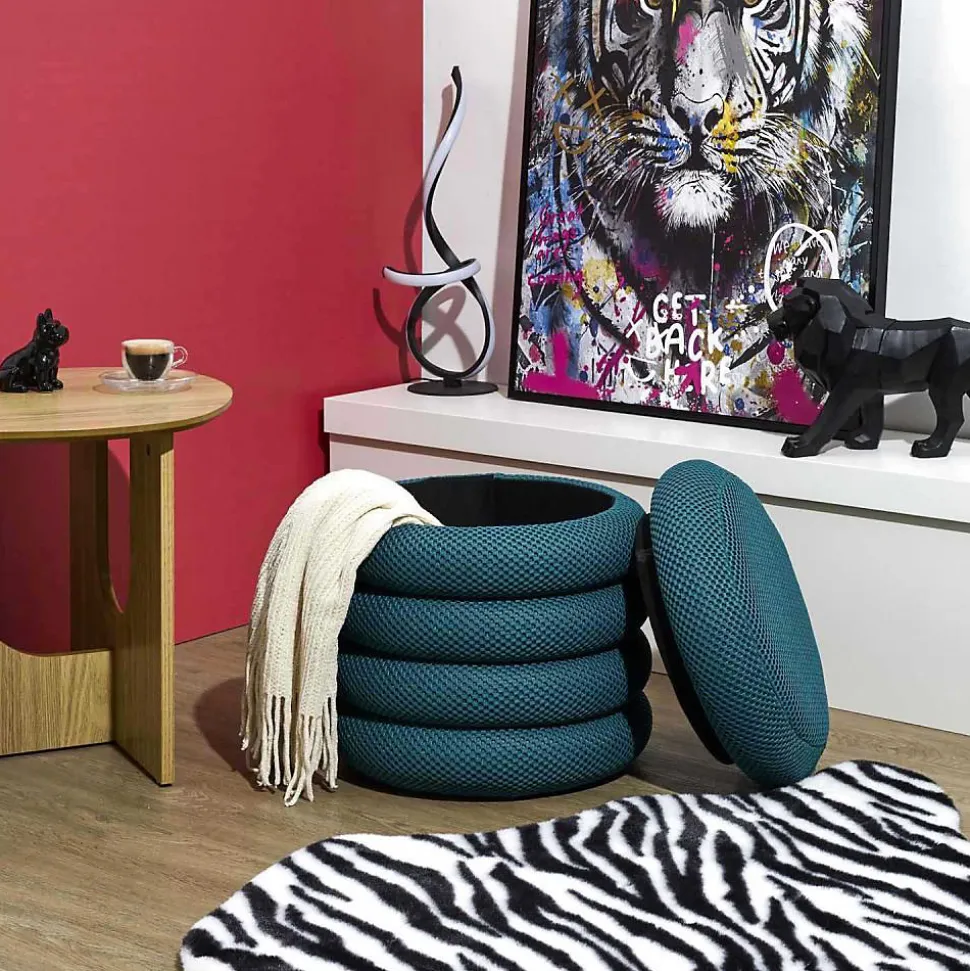 Pouf 2 en 1 en tissu coloré Atome