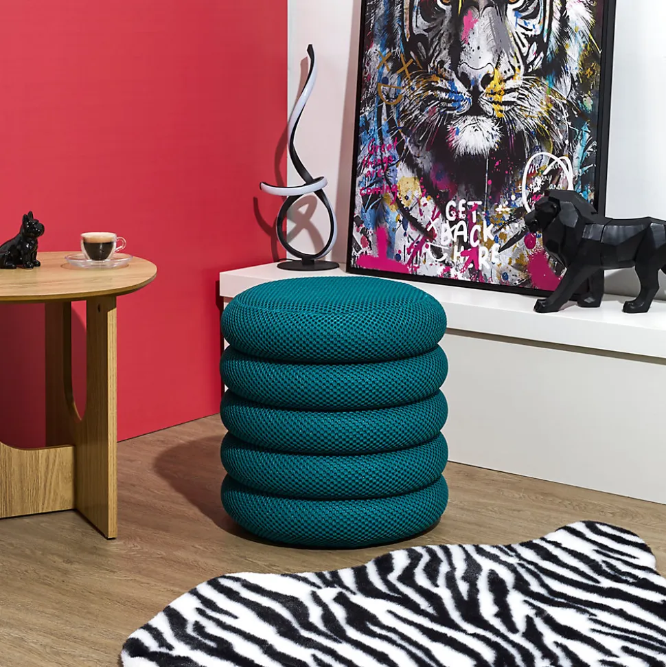 Pouf 2 en 1 en tissu coloré Atome