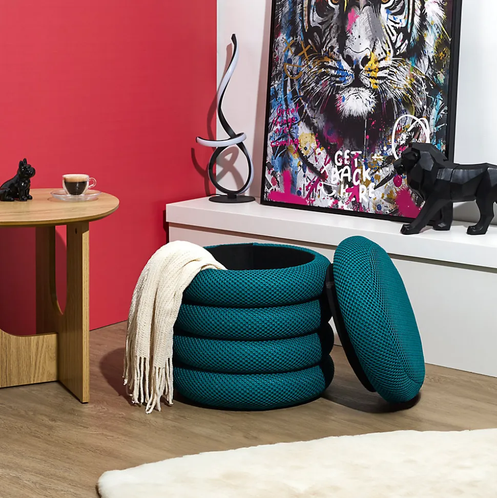 Pouf 2 en 1 en tissu coloré Atome
