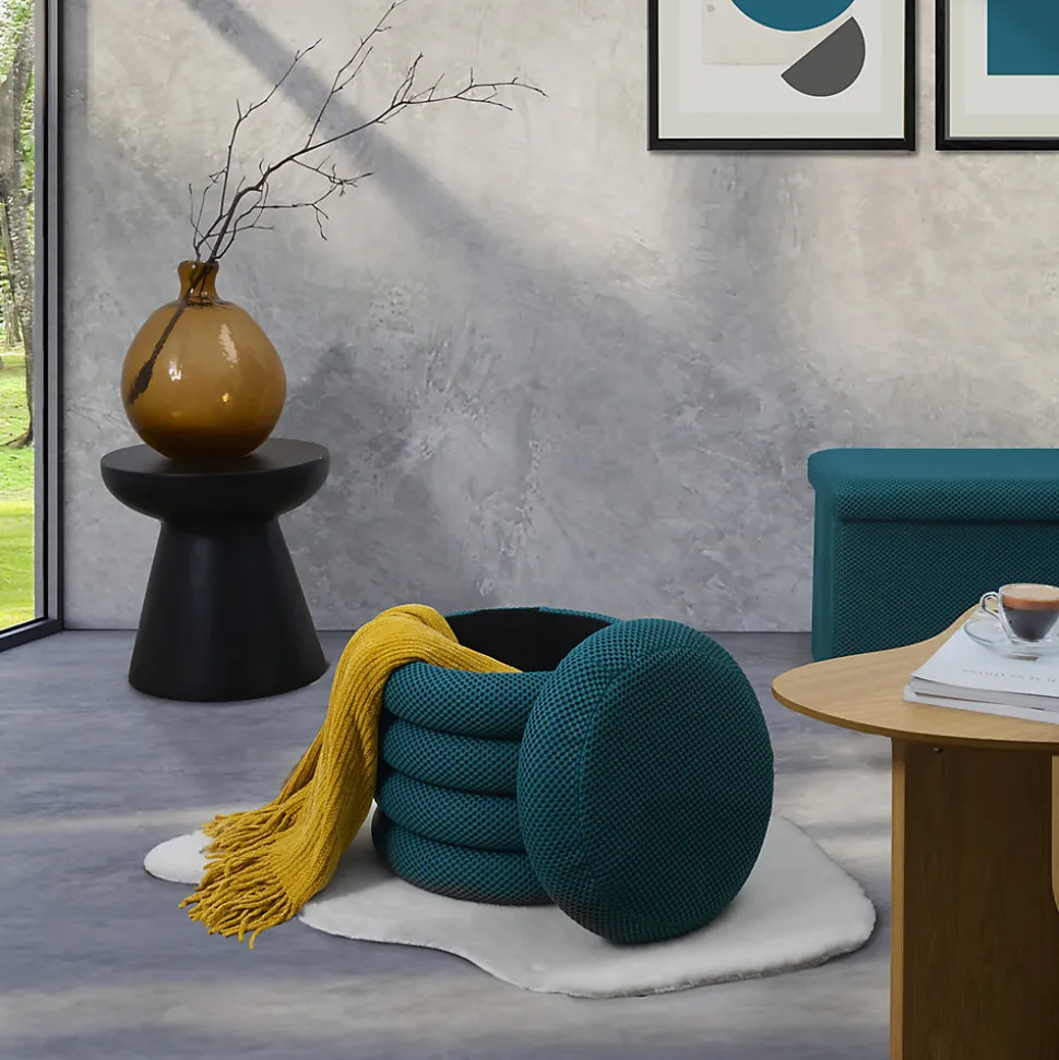Pouf 2 en 1 en tissu coloré Atome