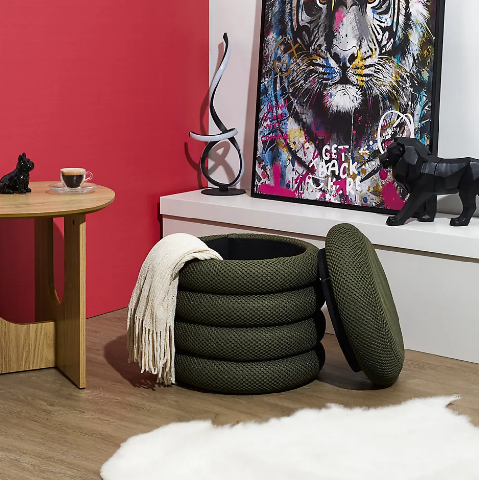 Pouf 2 en 1 en tissu coloré Atome