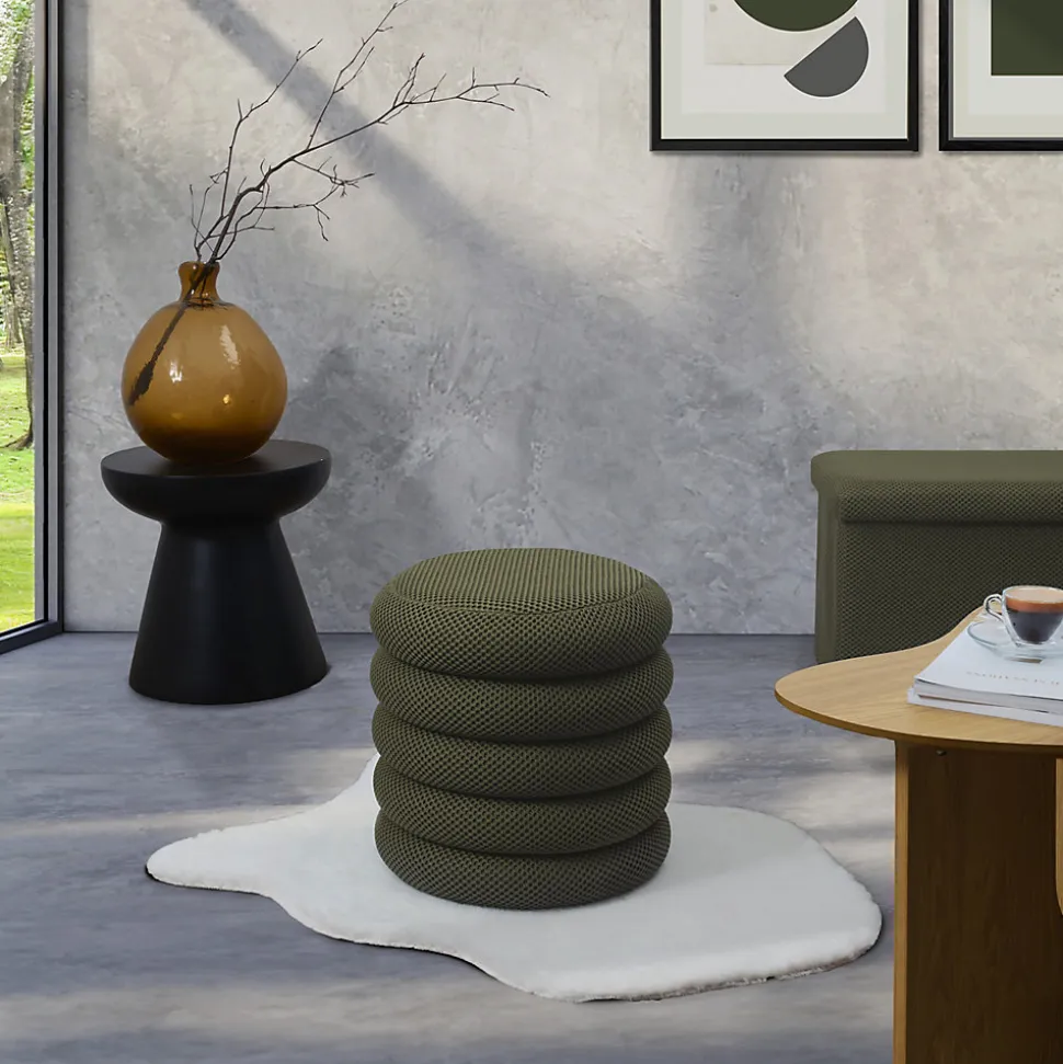 Pouf 2 en 1 en tissu coloré Atome