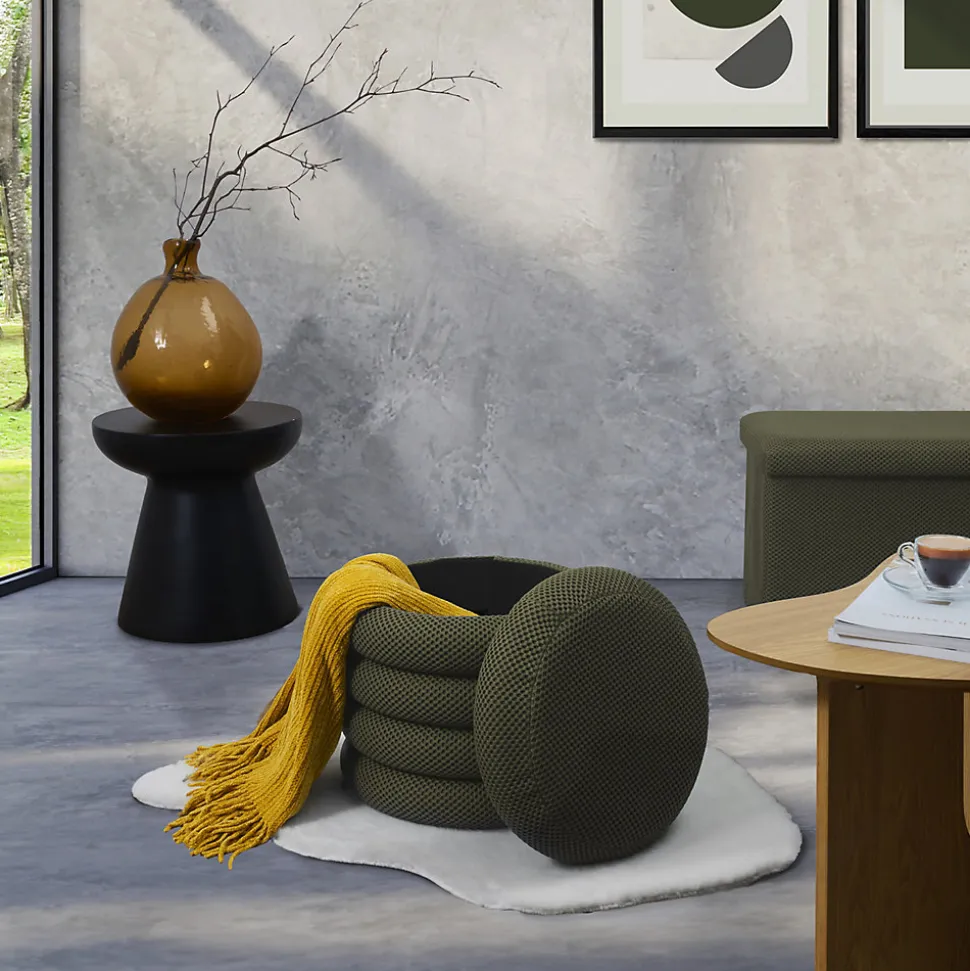 Pouf 2 en 1 en tissu coloré Atome