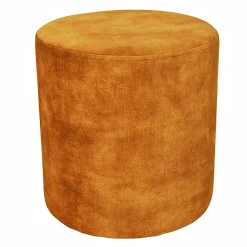 Pouf - Repose-pieds rond D. 32 cm en velours jaune moutarde - JOEL