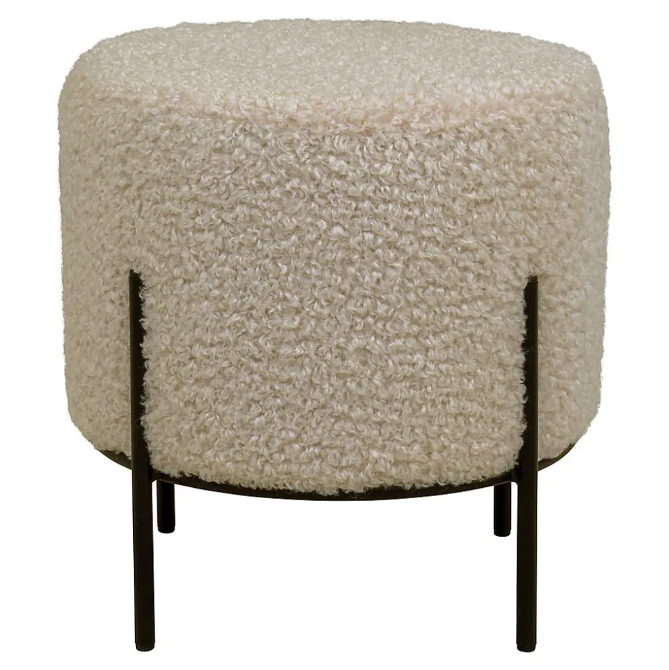 Pouf Alford en Peluche Gris-Brun avec Pieds Noirs - Élégance et Confort pour Votre Intérieur