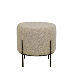 Pouf Alford en Peluche Gris-Brun avec Pieds Noirs - Élégance et Confort pour Votre Intérieur