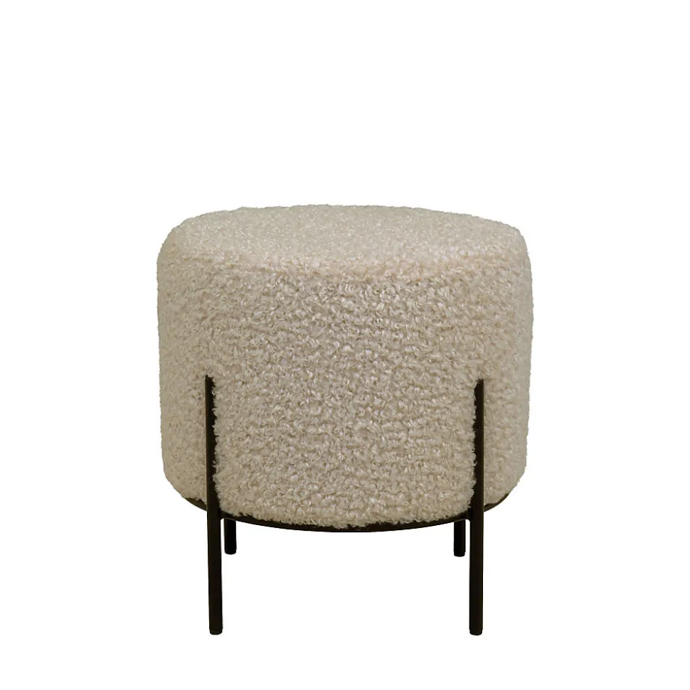 Pouf Alford en Peluche Gris-Brun avec Pieds Noirs - Élégance et Confort pour Votre Intérieur