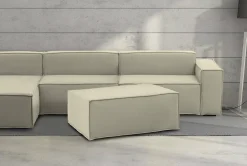 Pouf Antonella, Pouf de salon, Fauteuil relaxant en tissu rembourré, 100% Made in Italy, 100x70h43 cm, Beige