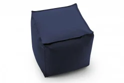 Pouf Aron, Pouf multifonctionnel, Fauteuil relaxant en tissu rembourré, 100% Made in Italy, 45x45h45 cm, Bleu