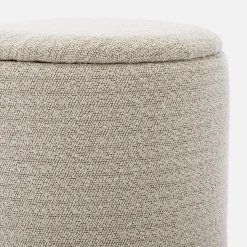 Pouf blanc en tissu avec rangement pour coussins ou plaids