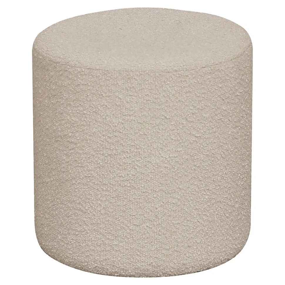 Pouf Bouclé Beige Élégant Diam.34x36 cm - HN1233 pour un Style Unique