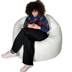 Pouf bouclette BANANAIR 100 cm blanc