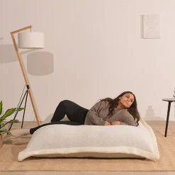 Pouf bouclette déhoussable BANANAIR 180 x 140 cm blanc