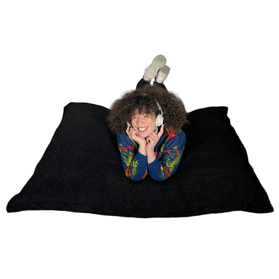 Pouf bouclette déhoussable BANANAIR 180 x 140 cm noir