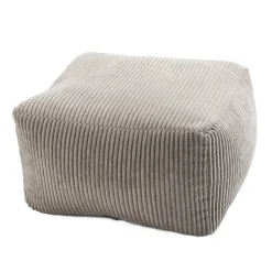 Pouf carré en tissu velours cotelé gris perle
