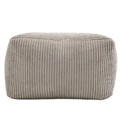 Pouf carré en tissu velours cotelé gris perle